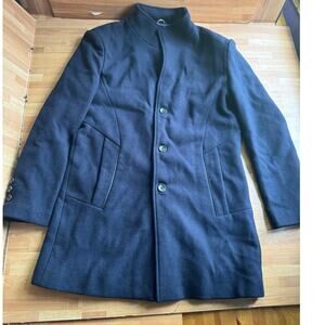 Men's Winter British Style Wool Blend Button Overcoat size large
